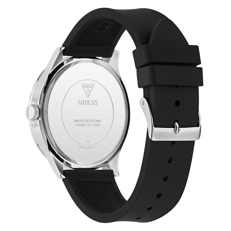 Main Image 3 of Guess Men's Black Guess Logo Dial Black Silicone Strap Watch
