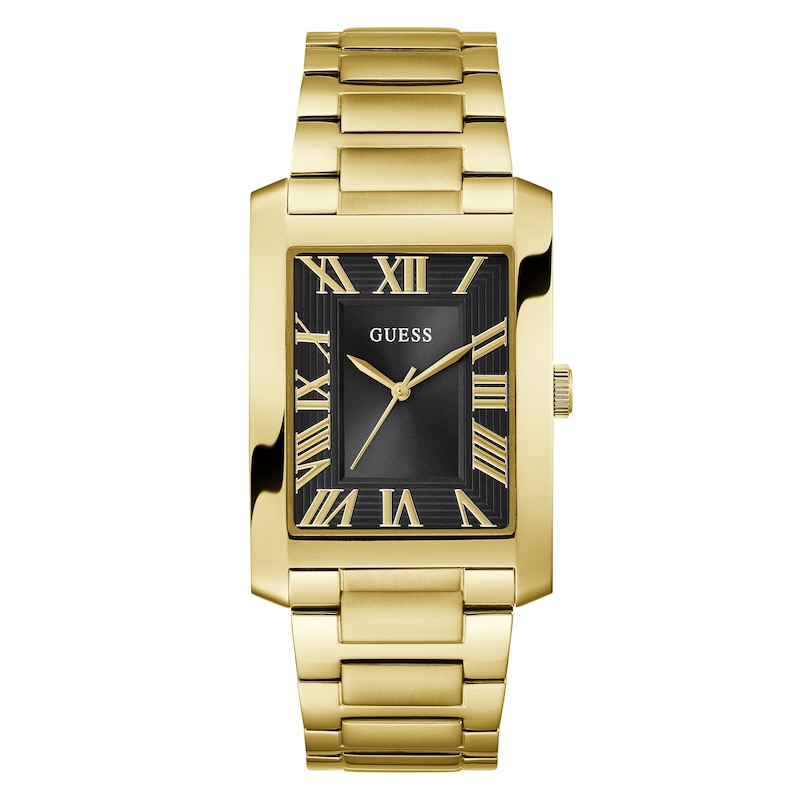 Main Image 1 of Guess Men's Rectangular Black Dial Gold Tone Bracelet Watch