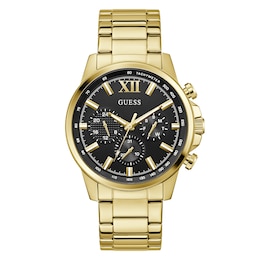 Guess Men's Black Dial Gold Tone Stainless Steel Bracelet Watch