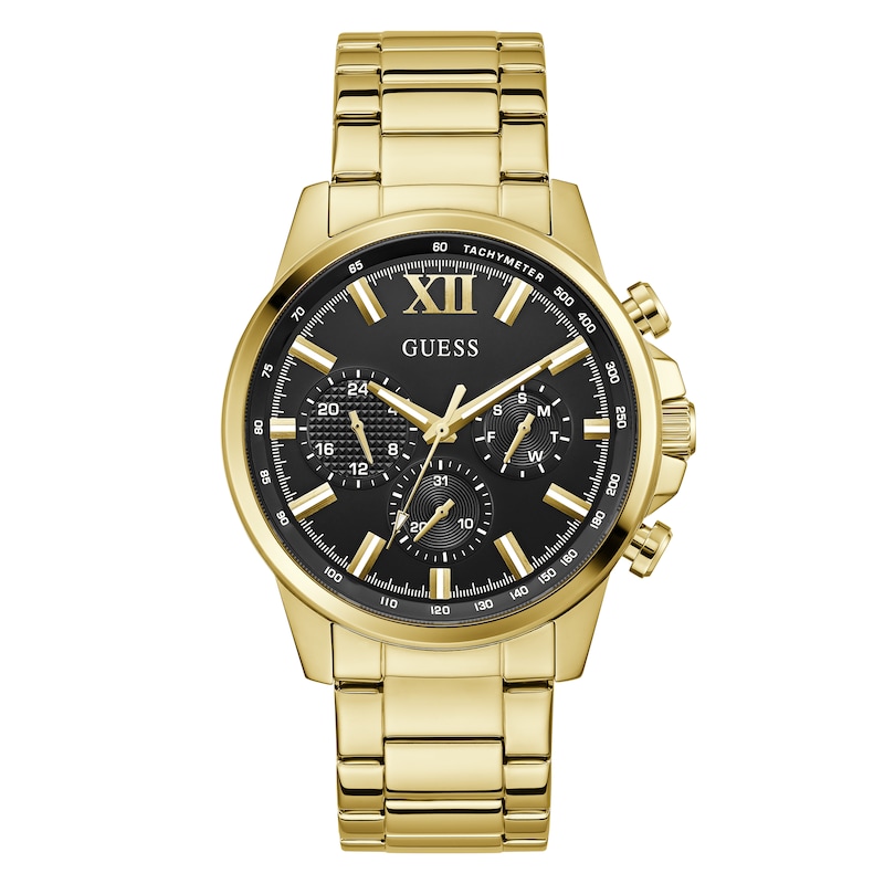 Main Image 1 of Guess Men's Black Dial Gold Tone Stainless Steel Bracelet Watch