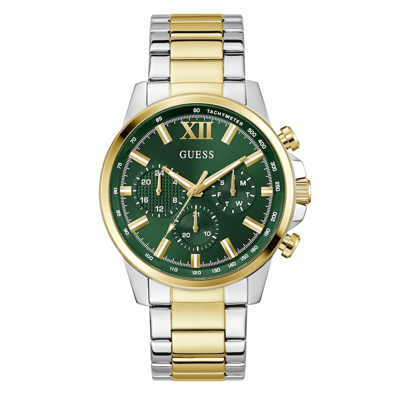 Main Image 1 of Guess Men's Green Dial Two Tone Bracelet Watch