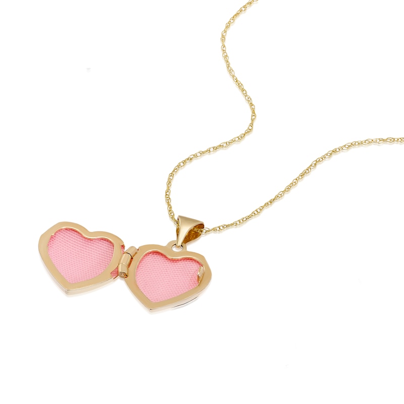 Main Image 2 of 9ct Yellow Gold Heart Detail 12mm Locket