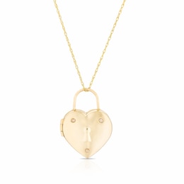 9ct Yellow Gold Cubic Zirconia Heart Padlock Locket