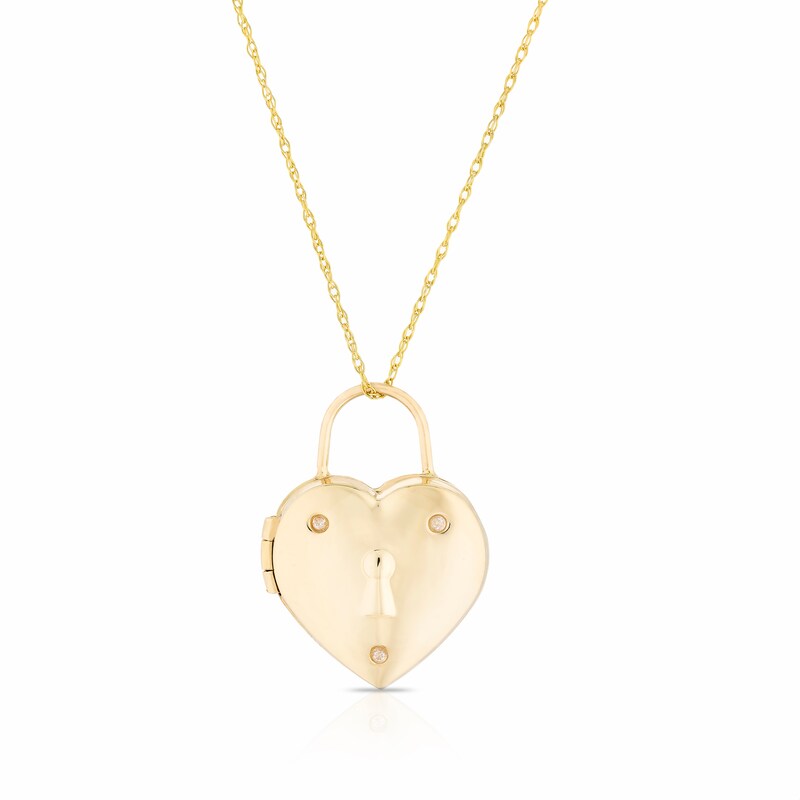 Main Image 1 of 9ct Yellow Gold Cubic Zirconia Heart Padlock Locket