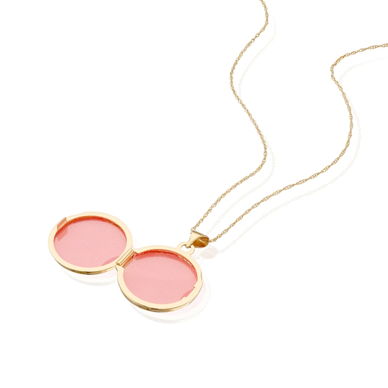 Main Image 2 of 9ct Yellow Gold Round Diamond Patterned Locket