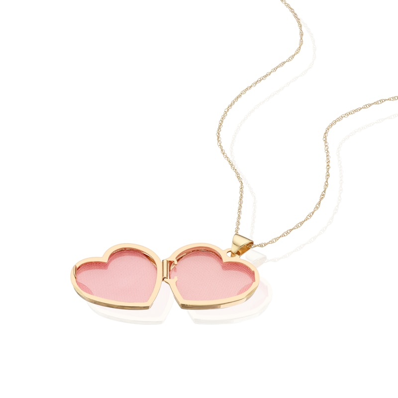 Main Image 2 of 9ct Yellow Gold & Rhodium Plated Diamond Heart 18mm Locket