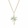 Thumbnail Image 1 of Sterling Silver Yellow Gold Plate Cubic Zirconia Palm Tree Pendant Necklace