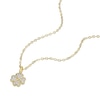 Thumbnail Image 2 of Sterling Silver Yellow Gold Plated Cubic Zirconia Clover Pendant Necklace