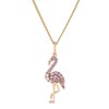 Thumbnail Image 1 of Sterling Silver Rose Gold Plated Pink Sapphire & Cubic Zirconia Flamingo Pendant Necklace