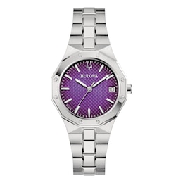 Bulova Dress Sport Ladies' Purple Dial Stainless Steel Bracelet Watch