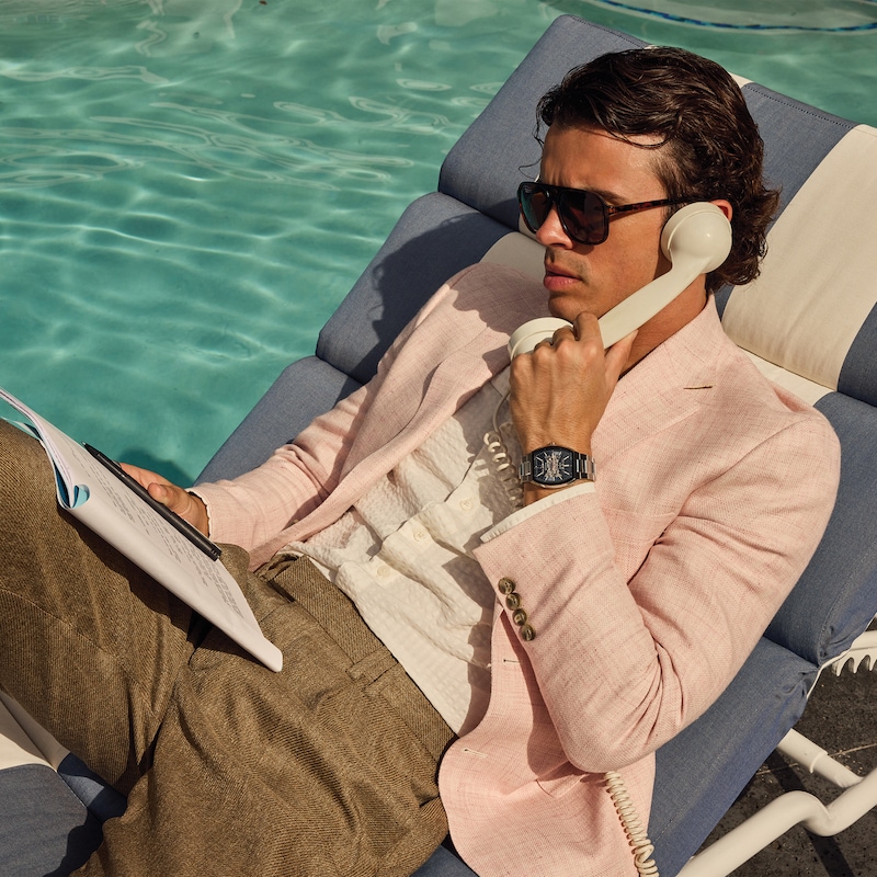 Main Image 5 of Bulova Maquina Men's Blue Skeleton Dial Curve Glass Stainless Steel Watch