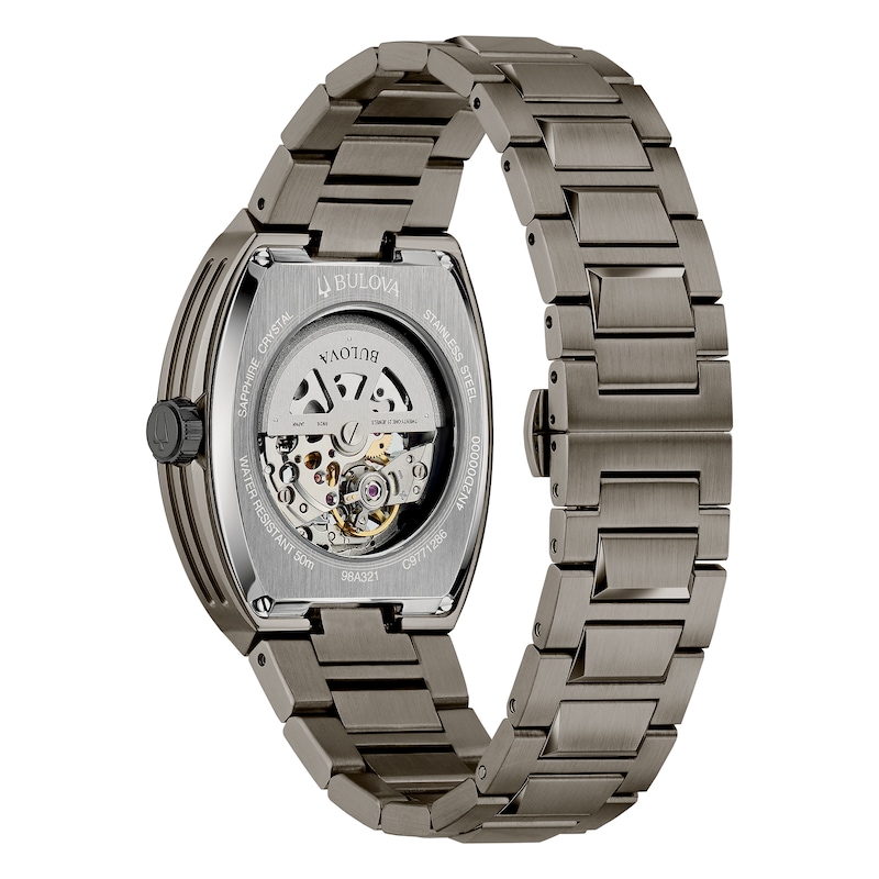 Main Image 3 of Bulova Maquina Men's Green Skeleton Dial Curve Glass Stainless Steel Watch