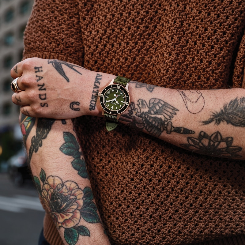 Main Image 6 of Bulova Men's MIL-SHIPS 150th Anniversary Green Dial & Rubber Strap Watch