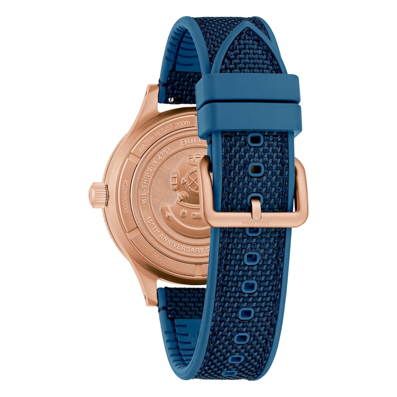 Main Image 4 of Bulova Men's MIL-SHIPS 150th Anniversary Blue Dial & Rubber Strap Watch