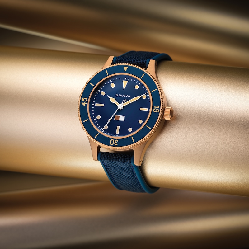 Main Image 8 of Bulova Men's MIL-SHIPS 150th Anniversary Blue Dial & Rubber Strap Watch