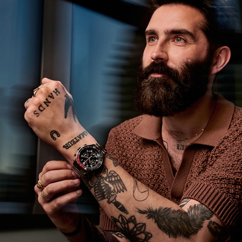 Main Image 6 of Bulova Men's Marine Star Anniversary Black Dial Stainless Steel Bracelet Watch