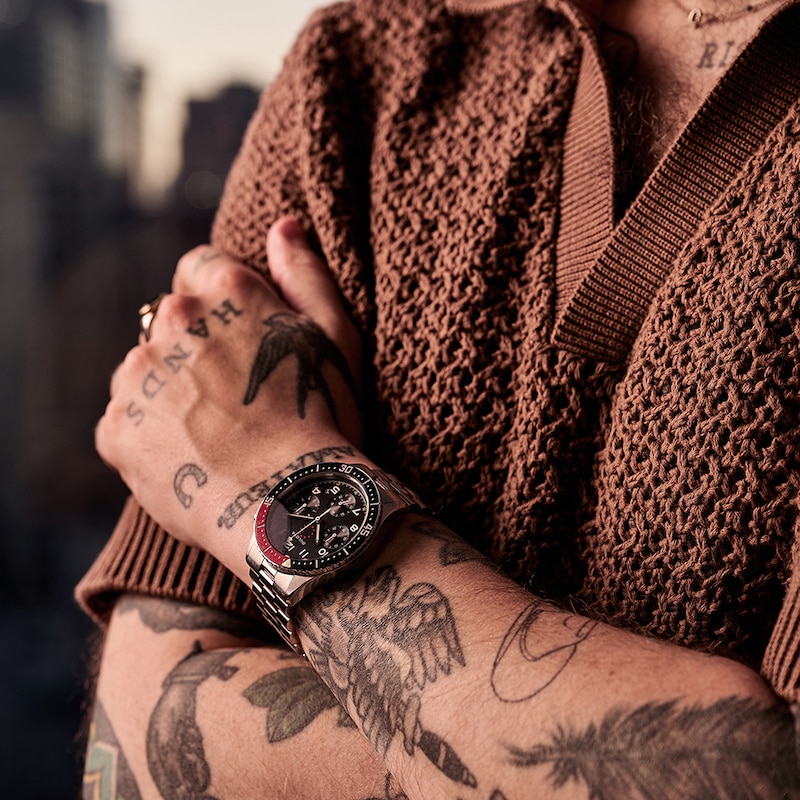 Main Image 7 of Bulova Men's Marine Star Anniversary Black Dial Stainless Steel Bracelet Watch