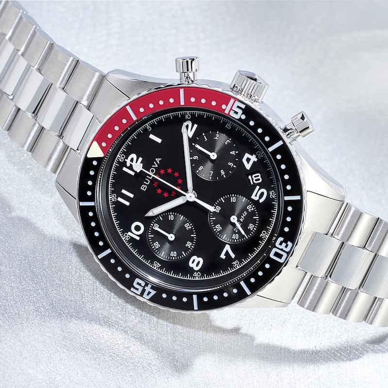 Main Image 8 of Bulova Men's Marine Star Anniversary Black Dial Stainless Steel Bracelet Watch