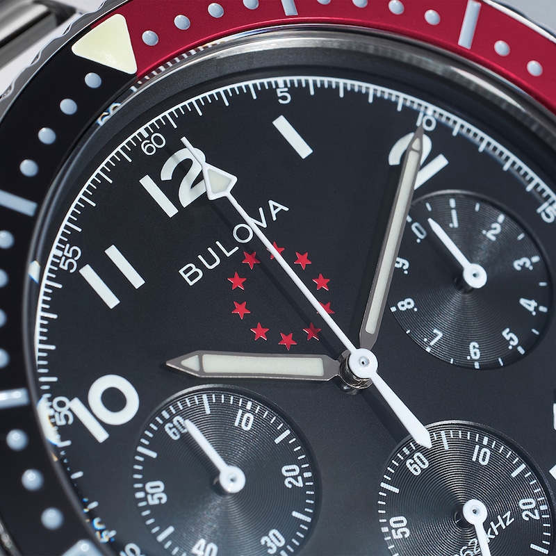 Main Image 9 of Bulova Men's Marine Star Anniversary Black Dial Stainless Steel Bracelet Watch