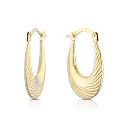 9ct Yellow Gold Patterned Creole Hoop Earrings