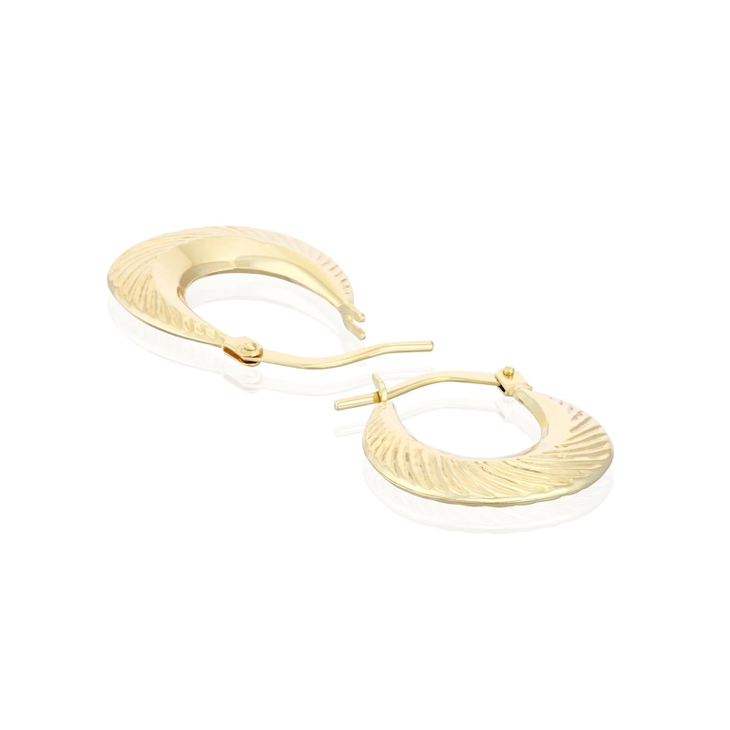 Main Image 2 of 9ct Yellow Gold Patterned Creole Hoop Earrings