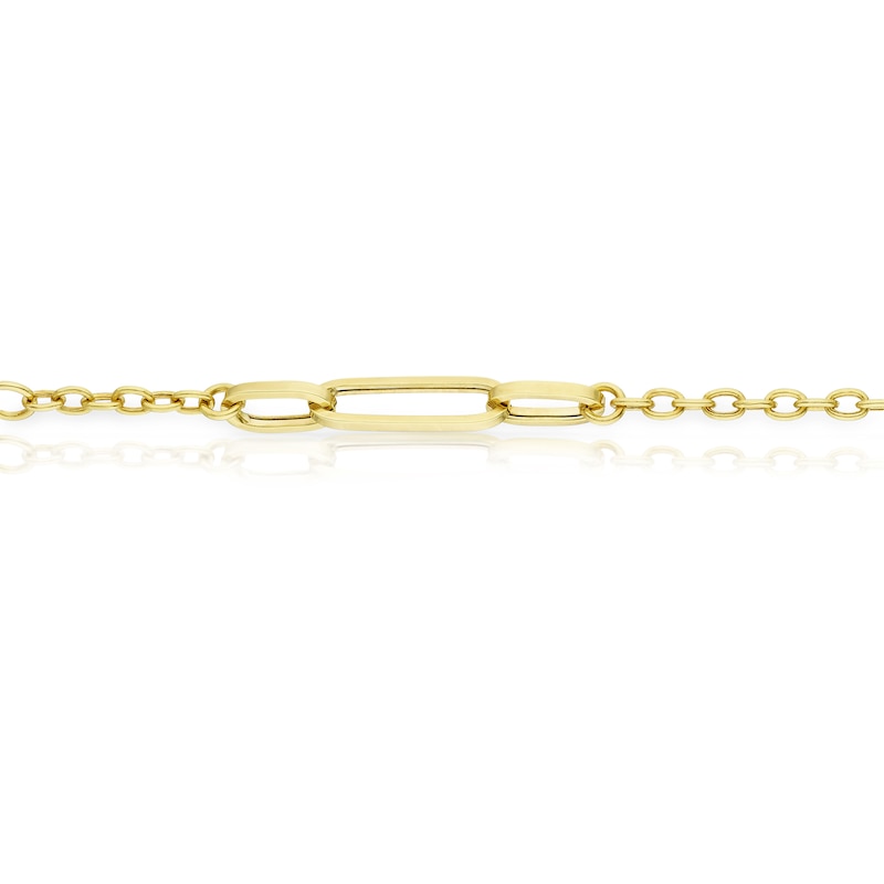 Main Image 2 of 9ct Yellow Gold Paper link Station 7.5&quot; Bracelet