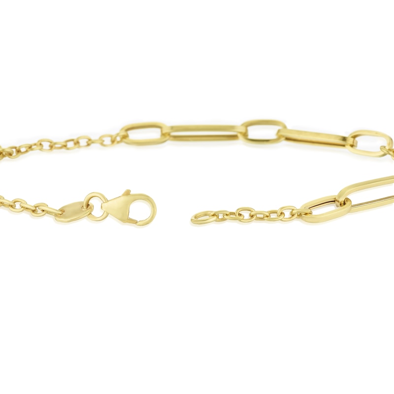 Main Image 3 of 9ct Yellow Gold Paper link Station 7.5&quot; Bracelet
