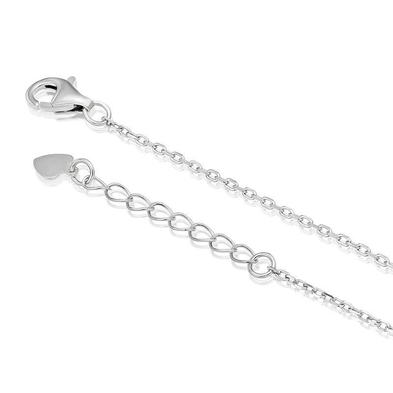 Main Image 3 of Sterling Silver Rhodium Plated Cubic Zirconia Horseshoe Clover Pendant 17+1" Necklace