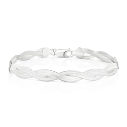 Sterling Silver Large Plait Herringbone 7.5&quot; Bracelet