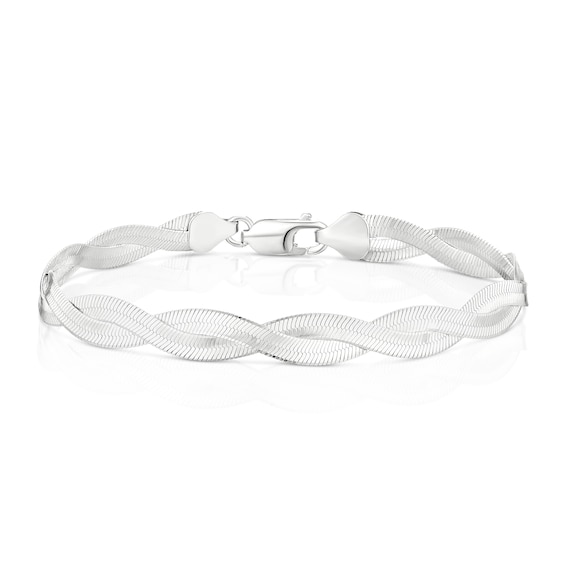 Sterling Silver Large Plait Herringbone 7.5 Bracelet