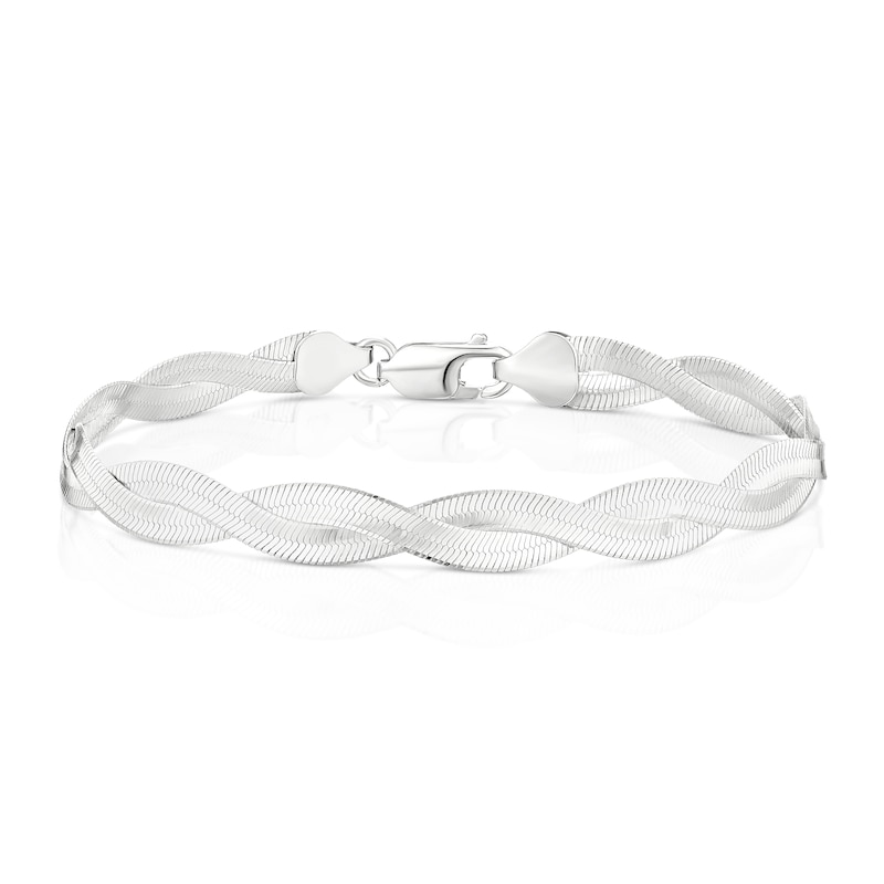 Main Image 1 of Sterling Silver Large Plait Herringbone 7.5" Bracelet