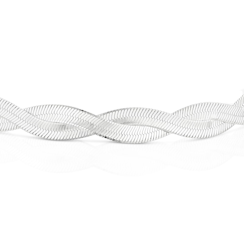 Main Image 2 of Sterling Silver Large Plait Herringbone 7.5" Bracelet