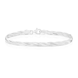Sterling Silver Small Plait Herringbone 7.25" Bracelet