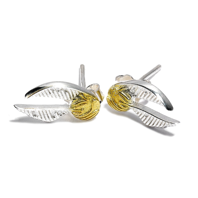 Main Image 1 of Harry Potter Sterling Silver Golden Snitch Stud Earrings