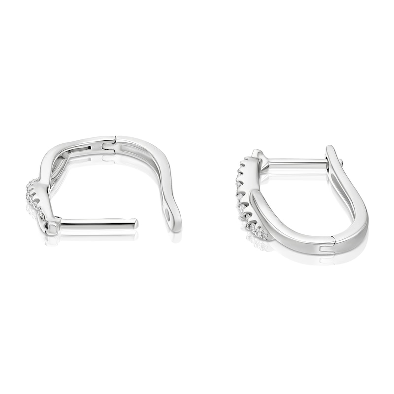 Main Image 2 of 9ct White Gold 0.10ct Diamond Twist Hoop Earrings
