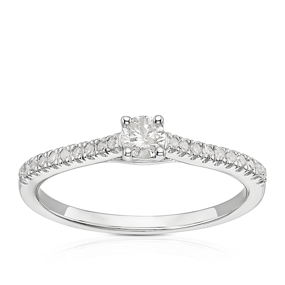 Engagement Ring 9ct White Gold Solitaire 0.25ct Diamond Ring