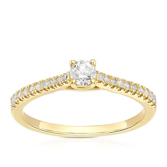 Engagement Ring 9ct Yellow Gold Solitaire 0.25ct Diamond Ring