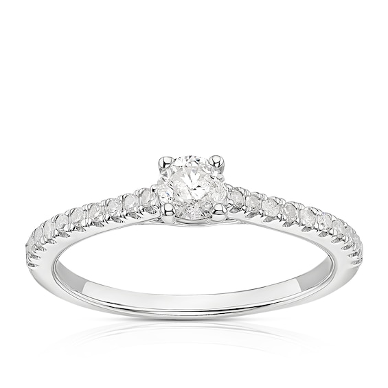 Engagement Ring 9ct White Gold Solitaire 0.40ct Diamond Ring