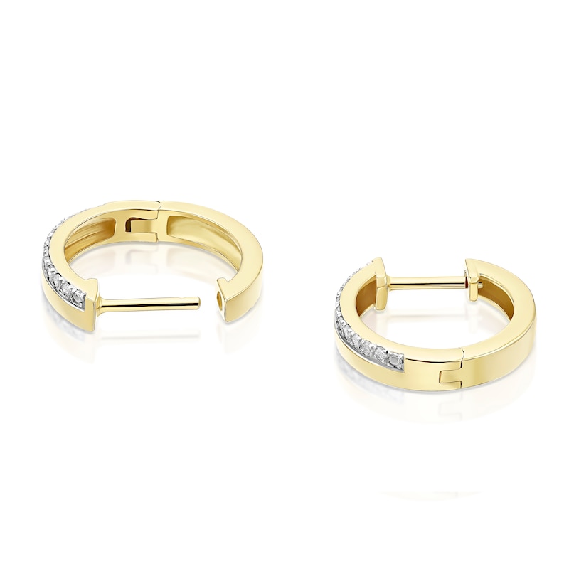 Main Image 2 of 9ct Yellow Gold 0.15ct Diamond Hoop Earrings