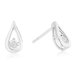 9ct White Gold Diamond Pear Solitaire Stud Earrings