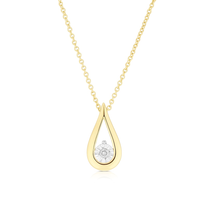 Main Image 1 of 9ct Yellow Gold Diamond Pear Pendant Necklace