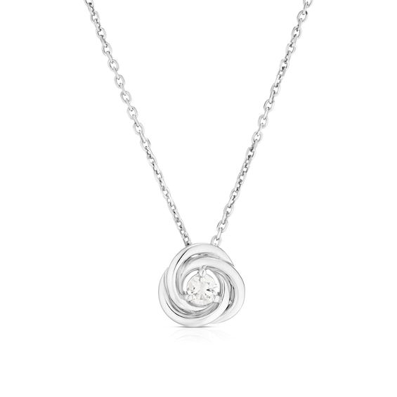 Sterling Silver 0.10ct Diamond Knot Pendant Necklace