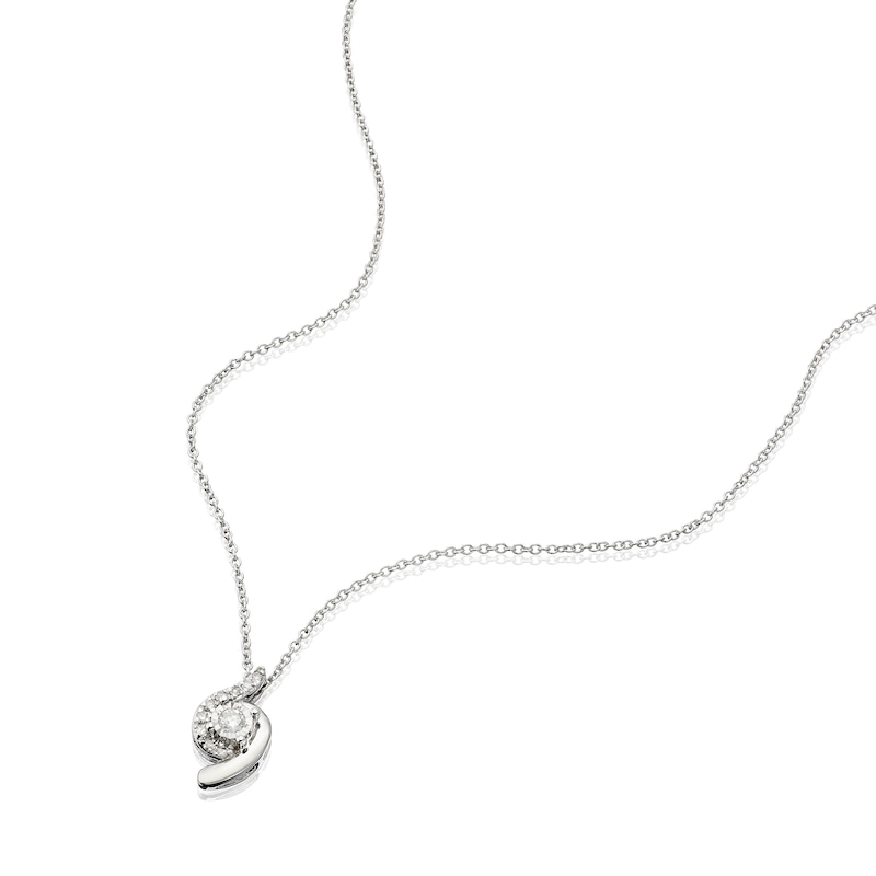 Main Image 2 of 9ct White Gold 0.10ct Diamond Twist Pendant Necklace