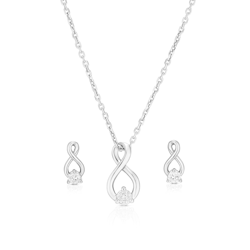 Main Image 1 of Sterling Silver 0.20ct Diamond Infinity Jewellery Set
