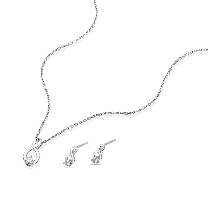 Main Image 2 of Sterling Silver 0.20ct Diamond Infinity Jewellery Set