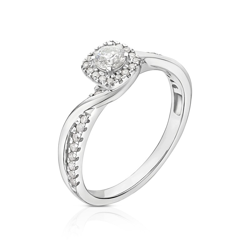 Main Image 2 of 9ct Yellow Gold 0.33ct Diamond Cushion Halo Ring