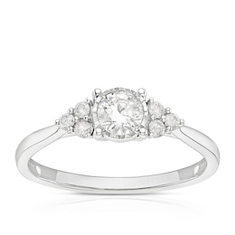 9ct White Gold 0.40ct Diamond Trefoil Solitaire Ring