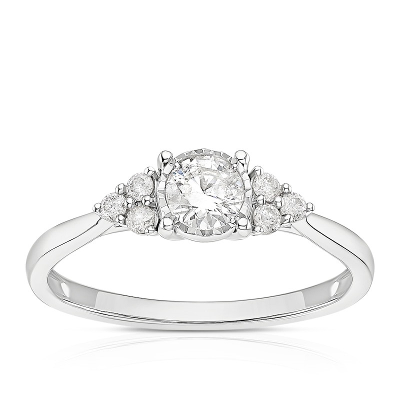 Main Image 1 of 9ct White Gold 0.40ct Diamond Trefoil Solitaire Ring