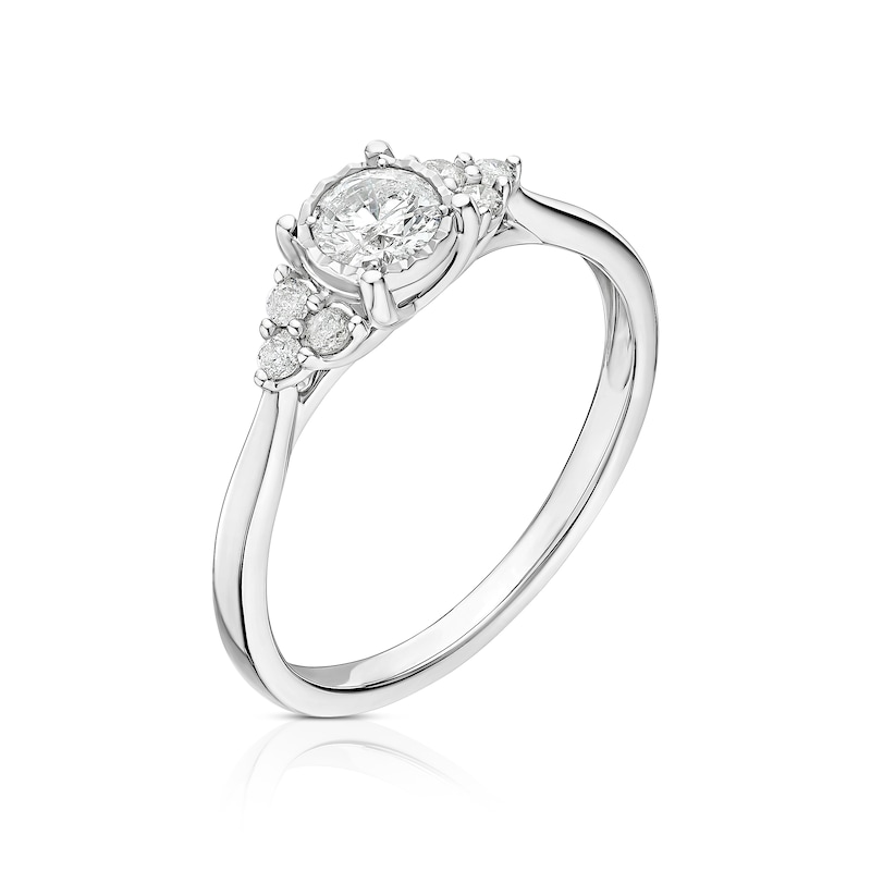 Main Image 2 of 9ct White Gold 0.40ct Diamond Trefoil Solitaire Ring