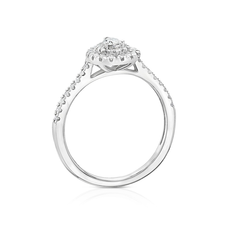 Main Image 3 of 9ct White Gold 0.40ct Diamond Pear Double Halo Ring